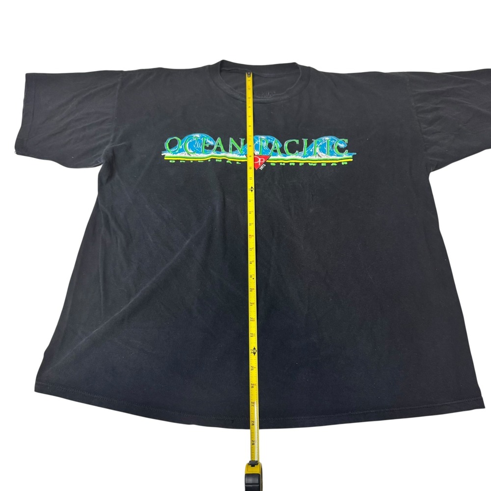 Vintage Ocean Pacific Mens Black Graphic T-Shirt Short Sleeve Surf Logo 2XL - Picture 5 of 9